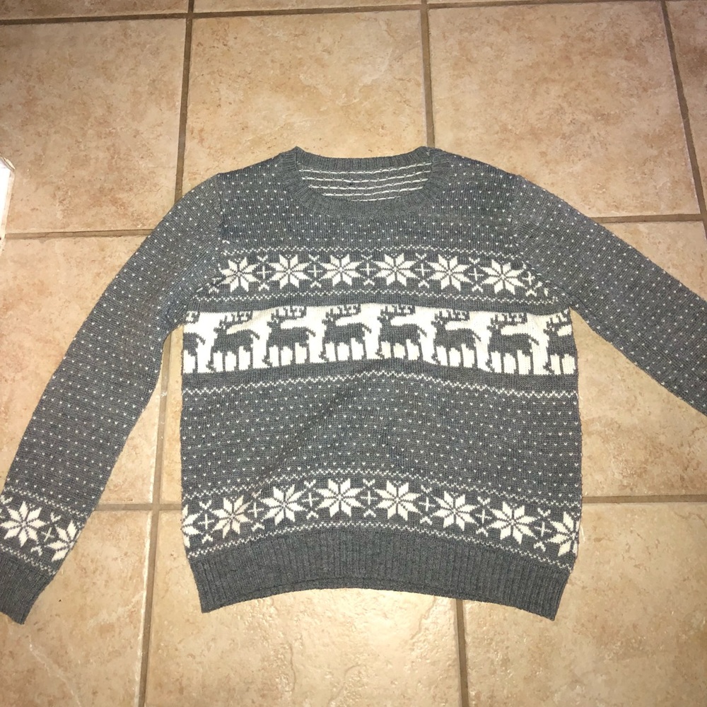 Grey and white Christmas sweater